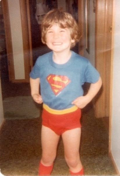 Karl Ring as a young boy wearing Superman Underoos